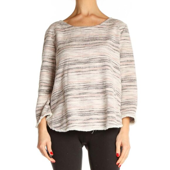 W5 Tops - W5 Beige Striped All Day Wear Sweater